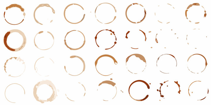 Collection Of Coffee Cup Rings And Stains White Background Pattern