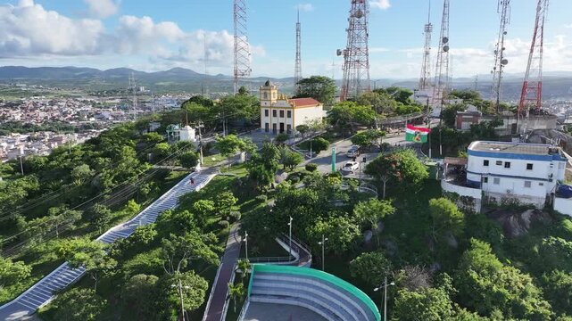 Bom Jesus Hill In Caruaru Pernambuco Brazil. Birds Eye View Of Stunning Cityscape With Streets And Buildings. Business Sky Downtown Cityscape. Business Downtown Panoramic. Caruaru Pernambuco.