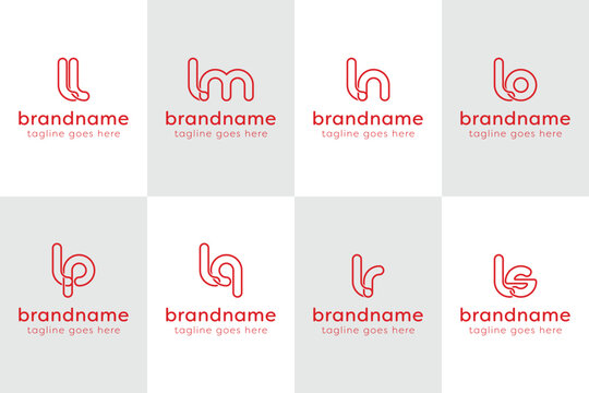 Letters LL LM LN LO LP LQ LR LS Monogram Line Logo