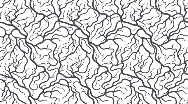 Monochrome seamless pattern featuring interconnected branching lines and vein like structures