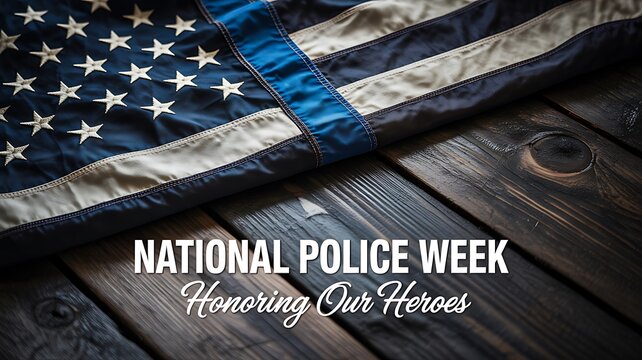 National police week tribute with american flag and police badge