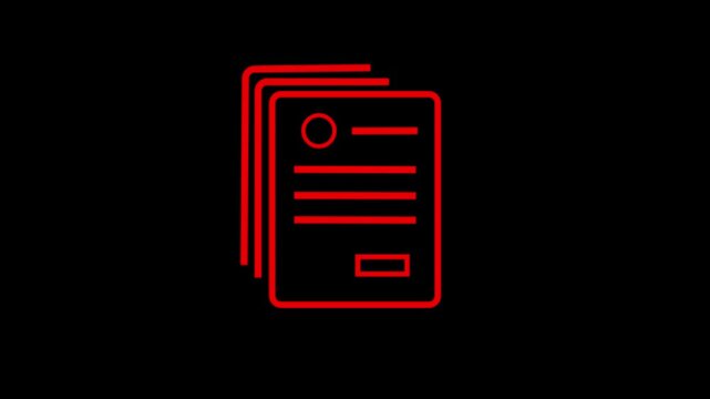 Minimalist line icon representing a stack of documents or application forms in black background