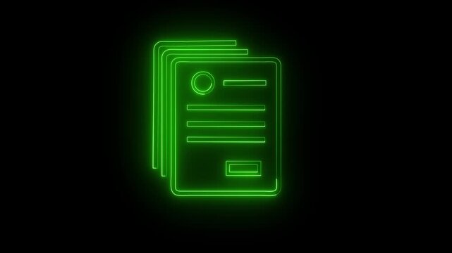 Minimalist line icon representing a stack of documents or application forms in black background