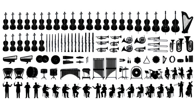 Orchestra Silhouette Collection: Instruments and Musicians