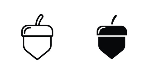 Acorn flat Icons in line outline and flat solid style on white background © Aronno