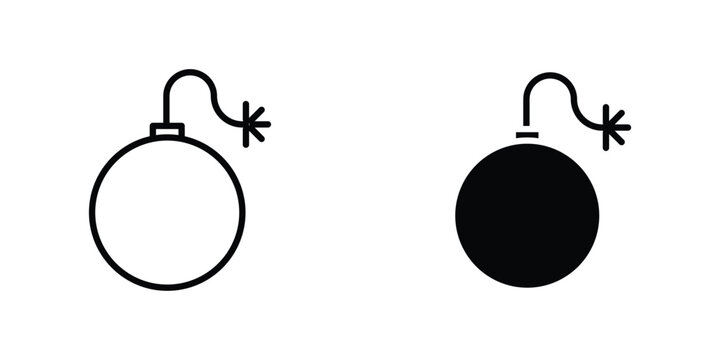 Bomb flat Icons in line outline and flat solid style on white background