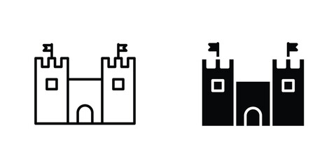 Castle flat Icons in line outline and flat solid style on white background © Aronno