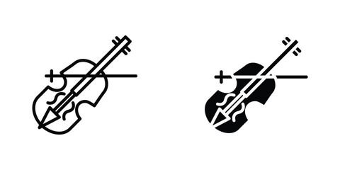 Cello flat Icons in line outline and flat solid style on white background © Aronno