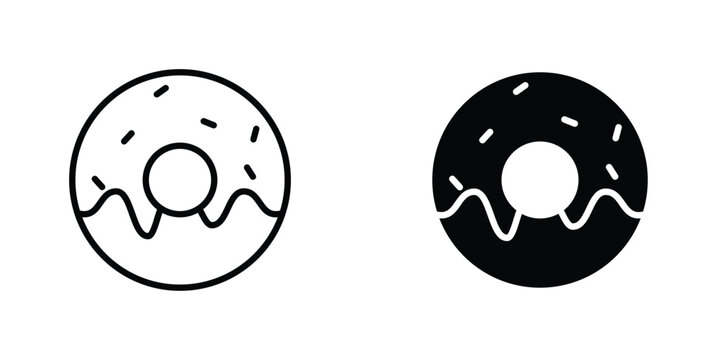 Donut flat Icons in line outline and flat solid style on white background