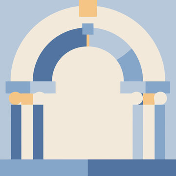 Flat design classical archway with columns and keystone