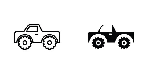 Monster truck flat Icons in line outline and flat solid style on white background © Aronno