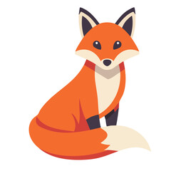 Obraz premium Flat illustration of a sitting fox