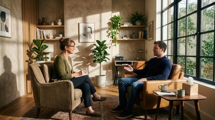 Fototapeta premium Therapist And Patient Deeply Engaged In A Counseling Session