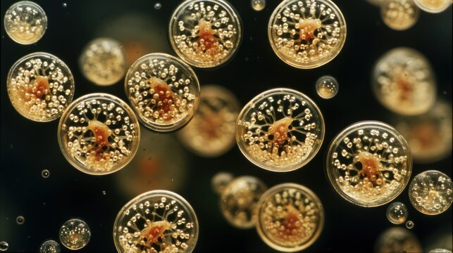 Tadpoles developing inside frog eggs