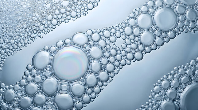 Serum bubbles create protective moisture layer on skin.Enhances hydration and promotes smooth healthy appearance. 3D rendering.