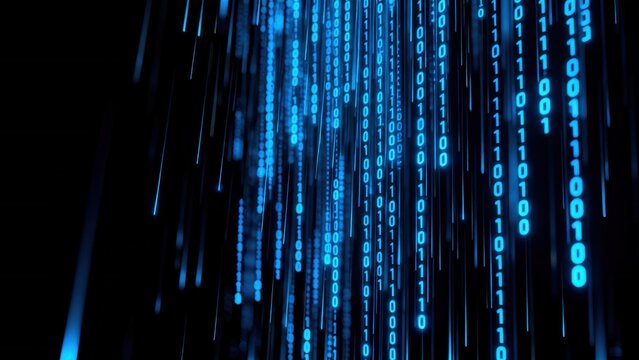 Digital binary code rain