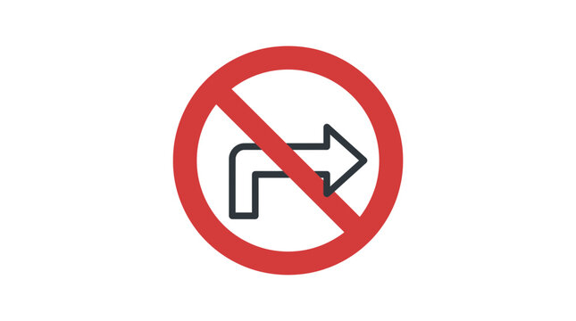 No Right Turn Traffic Sign Icon