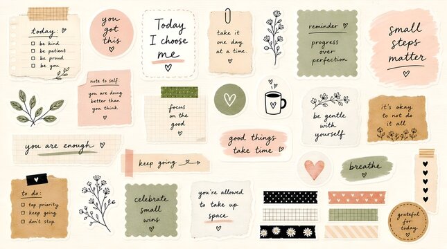 Inspirational Self Care Affirmation Stickers Collection