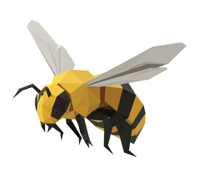 origami polygon style 3d honey bee
