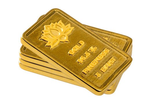 Gold bars 96.5% on a white background