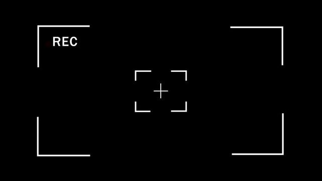 Video camera frame recorder screen overlay on a transparent background, Recording camera screen interface , Camera recording on Black Background and features 4k Animation video.