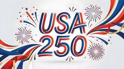 Fototapeta premium United States of America 250th Anniversary colorfull Poster, made by Ai