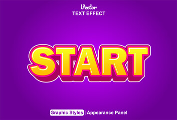 Fototapeta premium Editable text effect featuring a bright yellow start word with pink shadows.