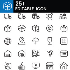 Fototapeta premium Delivery and logistics flat icons set vector illustration on white background