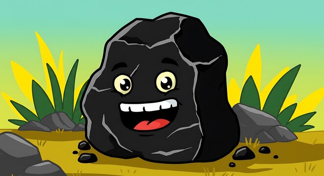 陽気な石炭のキャラクターイラスト