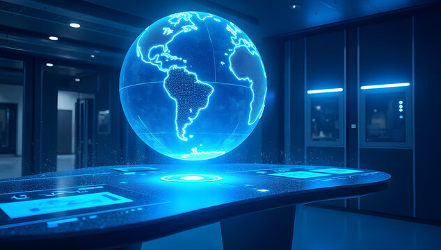 Futuristic Global Hydrosphere Hologram Tech Concept