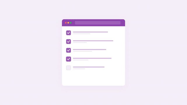 check list web template animation Pastel Purple Lavender Soft Concept Task Organiser 4K