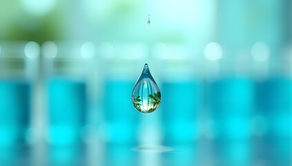 Fototapeta premium Pure Water Droplet Refraction in Laboratory Advertising