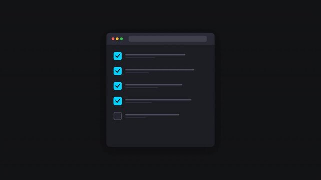 check list web template animation Dark Mode Neon Blue Task Tracker Web Mockup 4K