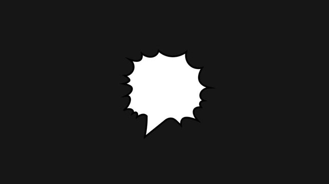 Animation of two types of white speech boxes, with a black background.