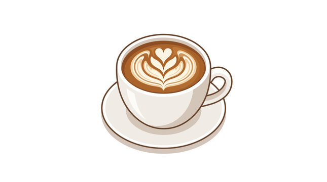 A cup of delicious latte art coffee on a saucer
