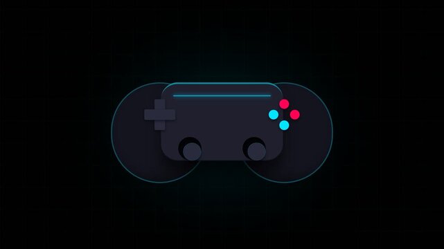 Minimalist game controller icon with blue and red buttons