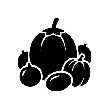 Group of fresh harvested pumpkins and gourds icon