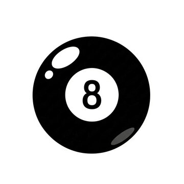 Black 8 ball billiard icon vector illustration isolated on white background