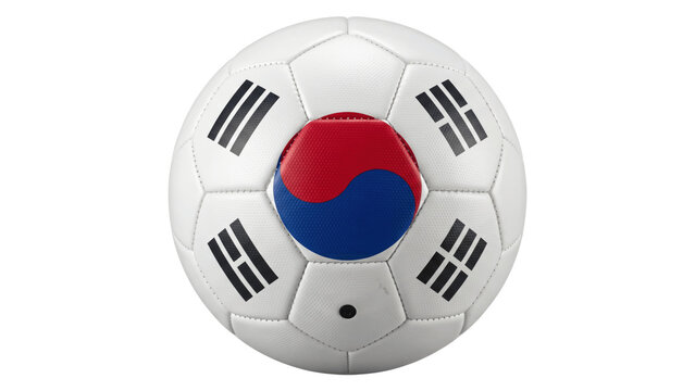 Soccer ball with south korean flag design isolated PNG on transparent background