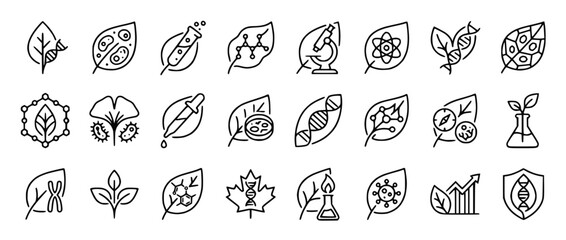 Fototapeta premium Biotechnology and Plant Science Vector Icon Set