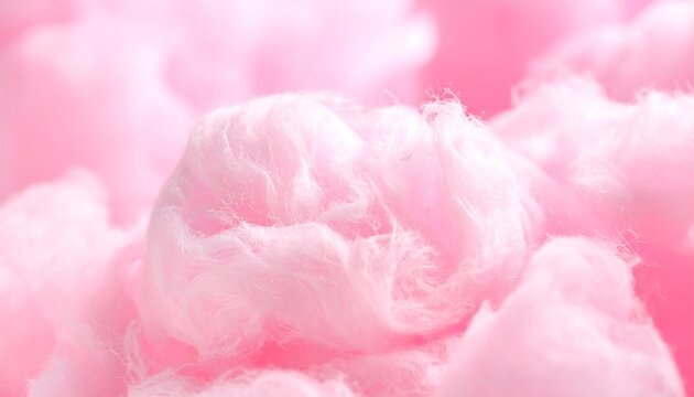 Close up of fluffy pink cotton candy in soft focus, a sweet treat for celebrations and festivals