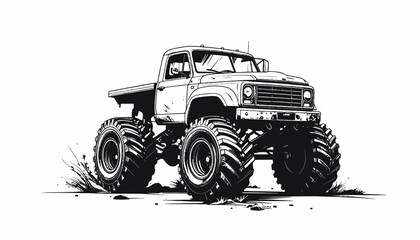 Large monster truck with big tires. © CetakUndangan