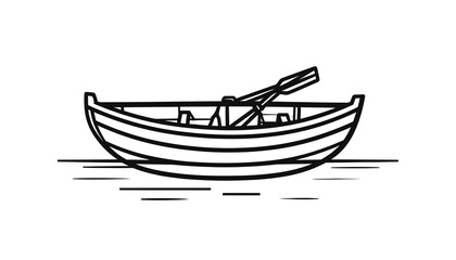 Small wooden row boat on water. © CetakUndangan