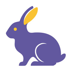 Fototapeta premium Purple Rabbit Flat Vector Illustration