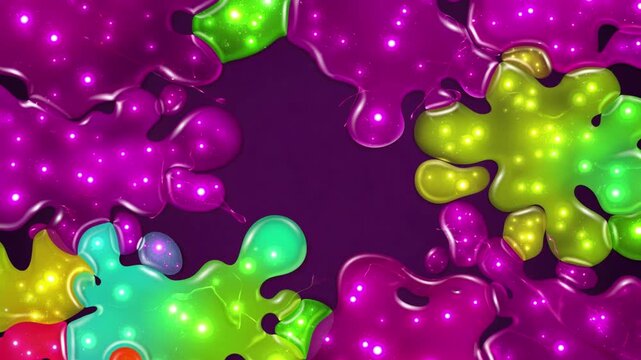 Vibrant Glowing Slime Background with Glitter Splatters