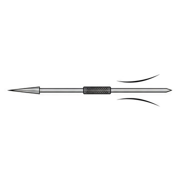 Doubleended metal scribe or awl tool with a knurled center grip for precision marking and layout work in metalworking and woodworking