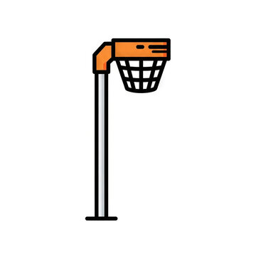 Netball hoop icon, vector illustration of a sports equipment for scoring goals in a netball game, isolated on white background