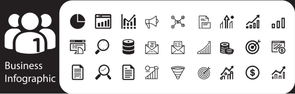 Business Infographic Icon Set - Data Chart Graph Finance Marketing Vector Icons