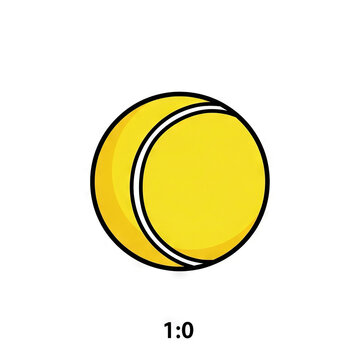 Yellow tennis ball icon, simple cartoon style a classic tennis ball design with its characteristic white curved seam, perfect for sportsrelated graphics, games, or fitness branding