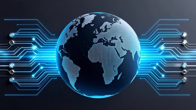 Globe with circuit lines